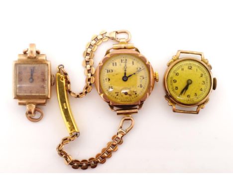 Three various vintage ladies watches includes a mechanical 9ct gold piece. Was running when tested