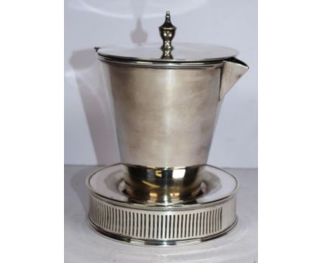 Asprey &amp; Sons silver plated martini set comprising of a flask and cup which fit snugly into a lidded pourer with fold out