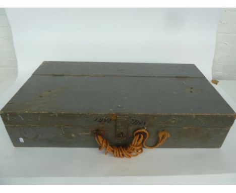 A vitage wooden toolbox painted in grey 87 x 46 x 20cm