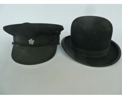RAILWAY INTEREST - A Station Master's peaked cap together with an Industria Feather-Vent  Super Light Weight Fine Fur Finish 