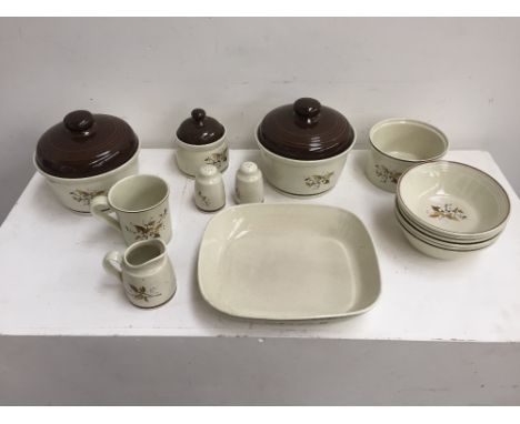 A selection of Royal Doulton tableware Wild Cherry pattern including six plates, six saucers, six dessert bowls, two smaller 