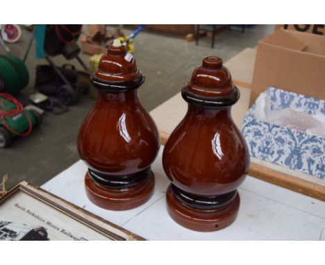 A pair of ceramic brown glaze lamp bases