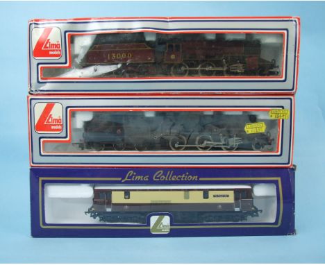 Lima OO gauge, two 2-6-0 locomotives and tenders no.42700 and 13000 and a Bo-Bo Diesel Electric Class 73 locomotive Pullman "