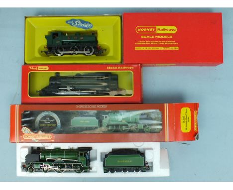 Hornby 00 gauge R.380 SR 4-4-0 Schools class V locomotive and tender, "Stowe" no.928, and two tank engines, R.59S and R.051, 