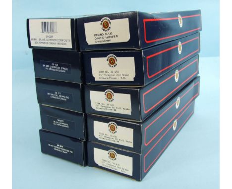 Bachmann OO gauge, ten BR crimson/cream coaches, all boxed, (10).