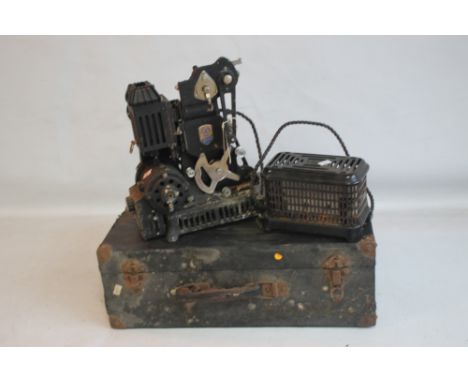 A CASED VINTAGE PATHESCOPE 9.5 CINE PROJECTOR with accessories