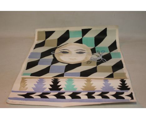 PATRICK PROCKTER LIMITED EDITION LITHOGRAPH SIGNED IN PENCIL, Depicting a face with geometric background