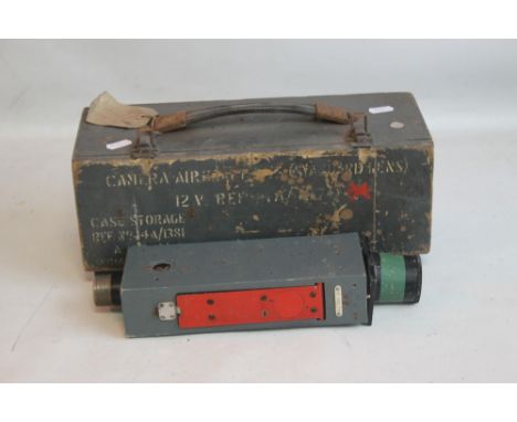 A WWII ERA G45 AIR MINISTRY CAMERA IN FITTED WOODEN CASE A/F/ 12 volt model