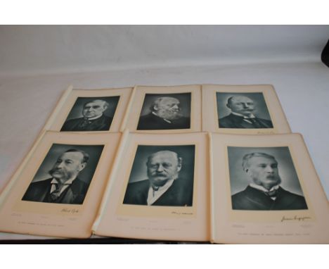 SIX 19TH CENTURY PORTRAIT PHOTOGRAPHS OF POLITICAL FIGURES WITH PRINTED AUTOGRAPHS, to include Walter Hume Long, George Joach