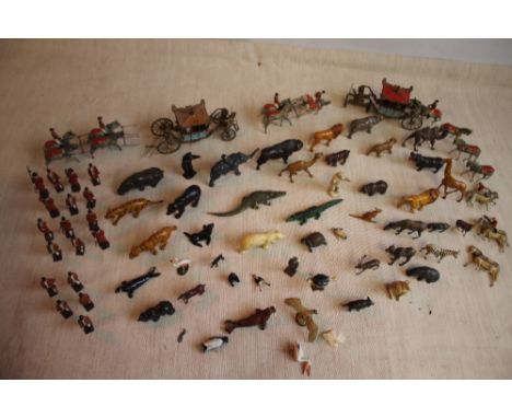 A COLLECTION OF LEAD ANIMALS, mainly zoo animals to include Britain's, John Hill &amp; Co., Charbens etc. together with two B