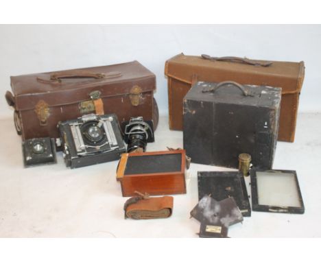 A VINTAGE CASED 'NEWMAN OF GUARDIA' CAMERA AND ACCESSORIES, together with a leather cased 'Peeling &amp; Van Neck VN' press c