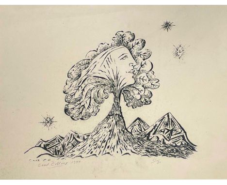 Cecil Collins&nbsp;(British, 1908-1989)
Head In A Tree (Tree And Hills), 1944
Roneo print on paper
Signed and numbered 11/30 