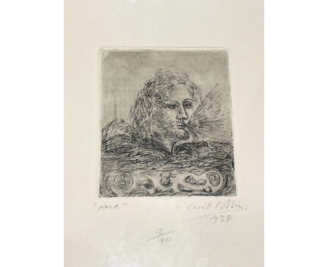 Cecil Collins (British, 1908-1989)
Head, 1939
Drypoint on paper
Signed, tilted, dated and numbered 12/40 in pencil by the art