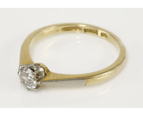 A single stone diamond ring, with an old European cut diamond, claw set to a rex collet, marked 18ct Pd