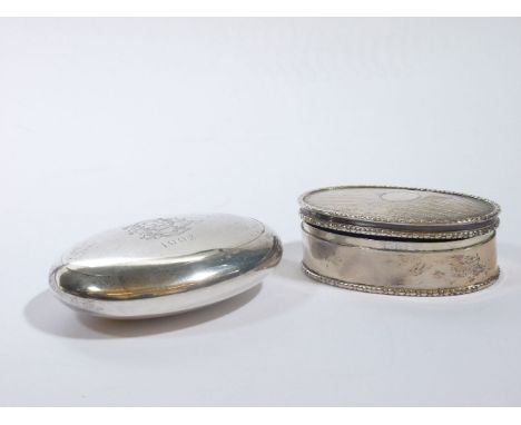 A silver snuff box, by Hamilton & Inches, and an early Edwardian silver snuff box with engraved monogram and date 1902, 8.5 a