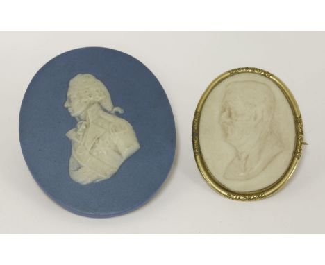 Two portrait bust plaques, late 19th century, the first of Wellington, by WH Kerr & Co, after WB Kirk RHA, rare printed mark 