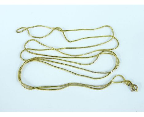 A long gold fox tail chain, marked 750, later bolt ring