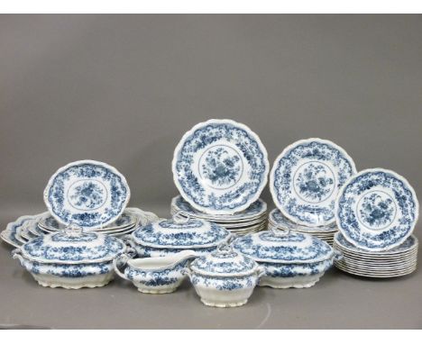 A Victorian part dinner service, including four meat dishes, two oval dishes, three vegetable dishes and lids, one gravy boat