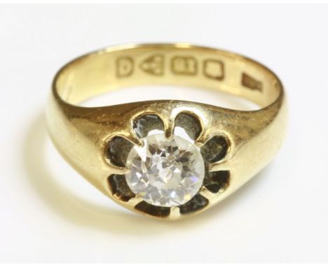 An 18ct gold single stone diamond ring, with an old European cut diamond, estimated as approximately 0.70ct, finger size M LE