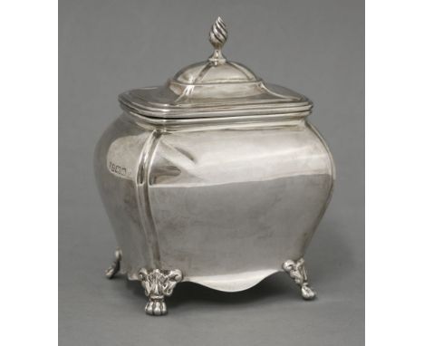 A silver tea caddy, maker's mark indistinct, Birmingham 1916, in the Georgian style, 12cm, 6oz