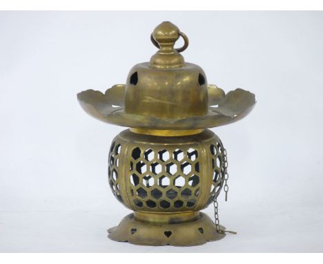 A Chinese brass lantern