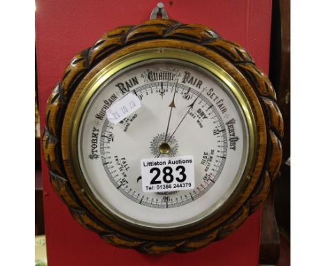 Small oak cased circular barometer
