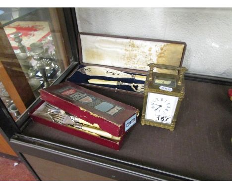 French carriage clock &amp; boxed cutlery