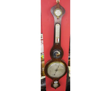 Georgian aneroid walnut barometer