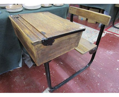 Vintage school desk with integrated seat
