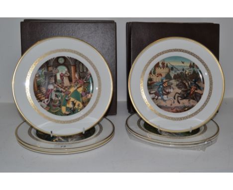A set of six  Royal Worcester King Arthur plates, privately commissioned by The International Arthurian Society, boxed