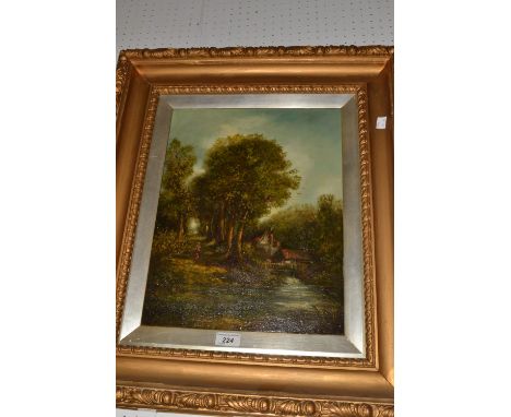 English School (19th century)
River Cottage
indistinctly signed, oil on panel, 43cm x 34cm