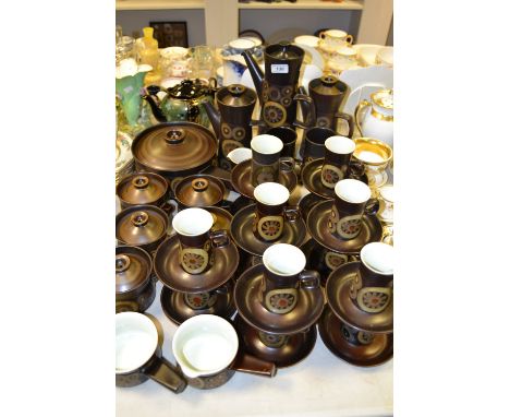 Denby Arabesque - coffee pots (3),  mugs,cups and saucers, covered dishes ; etc