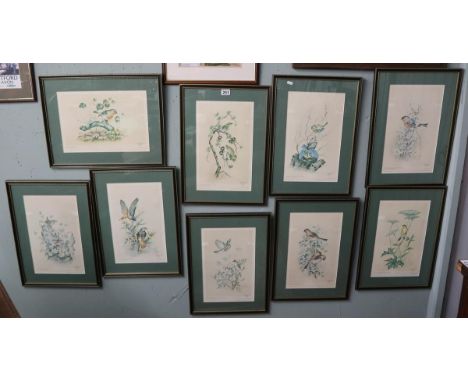 9 framed &amp; L/E bird prints by Royal Worcester artist E Townsend