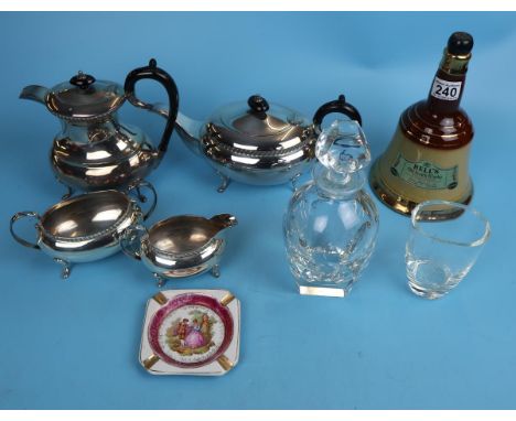 Collectables to include silver plate tea service and decanters