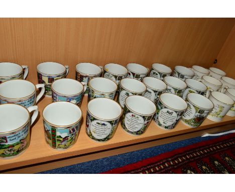 A SET OF SEVEN ROYAL WORCESTER DAYS OF THE WEEK MUGS, together with twelve Royal Worcester 'The Months of the Year' mugs and 