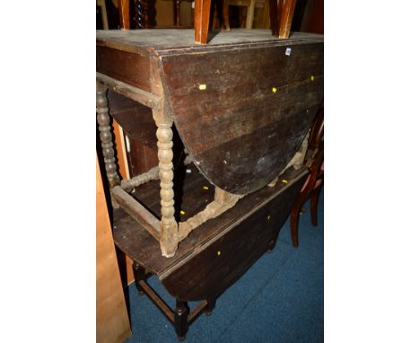 TWO GEORGIAN OAK OVAL TOPPED GATE LEG TABLES