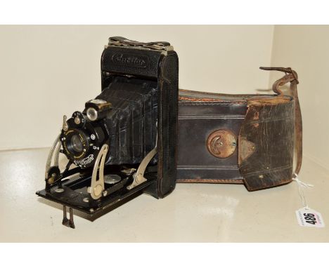 A VOIGTLANDER JUBITAR FOLDING CAMERA, with original leather case