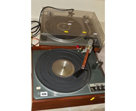 A GARRARD LAB 80 MK2 VINTAGE TURNTABLE, with a Teak lower case, smoked plexi glass lid (requires new stylus but belt drives t