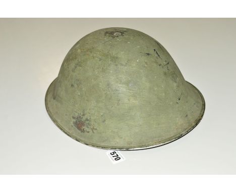 A BRITISH ARMY ISSUE MKIV CIRCA 1950-60 HELMET, with liner, strap etc 