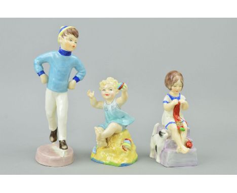 THREE ROYAL WORCESTER DAYS OF THE WEEK FIGURES, 'Tuesday's Child' (boy) RW3534, 'Saturday's Child' (girl) RW3262 and 'Sunday'