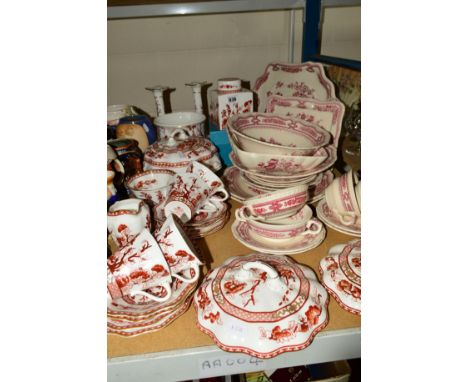 A GROUP OF MASONS 'MANCHU' TABLEWARES (20), together with Coalport 'Indian Tree Coral' tablewares and trinkets, to include pa