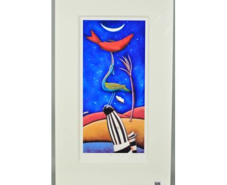 DAVID KUIJERS 'BALANCING ACT', a limited edition print 8/195, signed in pencil, mounted, unframed, approximate size 54cm x 25