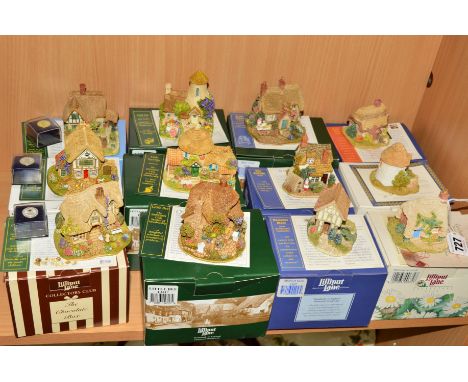 TWELVE BOXED LILLIPUT LANE SCULPTURES, from collectors free gift/symbol of membership to include 'Petticoat Cottage' 1994/95,