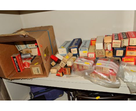A COLLECTION OF OVER FIFTY VINTAGE VACUUM TUBES (THERMIONIC VALVES), mostly in original boxes from makers such as Mullard, Br
