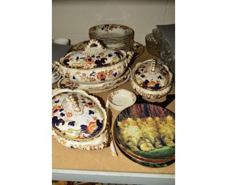 A K &amp;C LATE MAYERS PART DINNER SERVICE, Tokio pattern, to include large soup tureen, stand and ladle (broken), two smalle