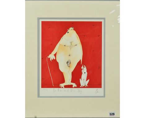 SAMANTHA BARNES 'ONE MAN AND HIS DOG', a limited edition print 196/500, signed, titled and numbered in pencil, mounted, unfra