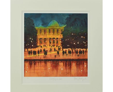 PETER J.RODGERS 'EVENING BY THE LAKE', a limited edition print 11/95, signed, titled and numbered in pencil, mounted, unframe