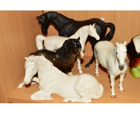 FIVE BESWICK HORSES, to include 'Shetland Pony' No1033, Connemara Pony 'Terese of Leam' No1641, Arab 'Xayal' No 1265, white m