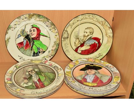 TEN VARIOUS ROYAL DOULTON SERIES WARE PLATES, 'Don Quixote', 'The Jester', 'The Squire', The Mayor, 'The Parson', 'The Doctor