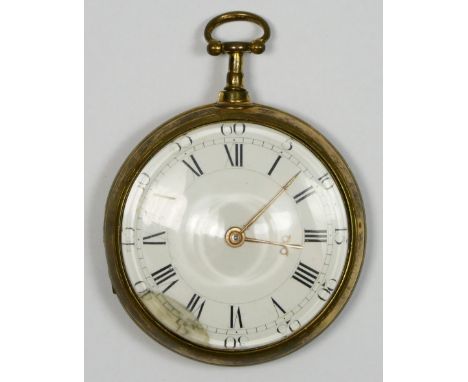 George Tupman, an early 19th century gilded metal pair cased verge fusee pocket watch, white enamel dial with Roman numerals 